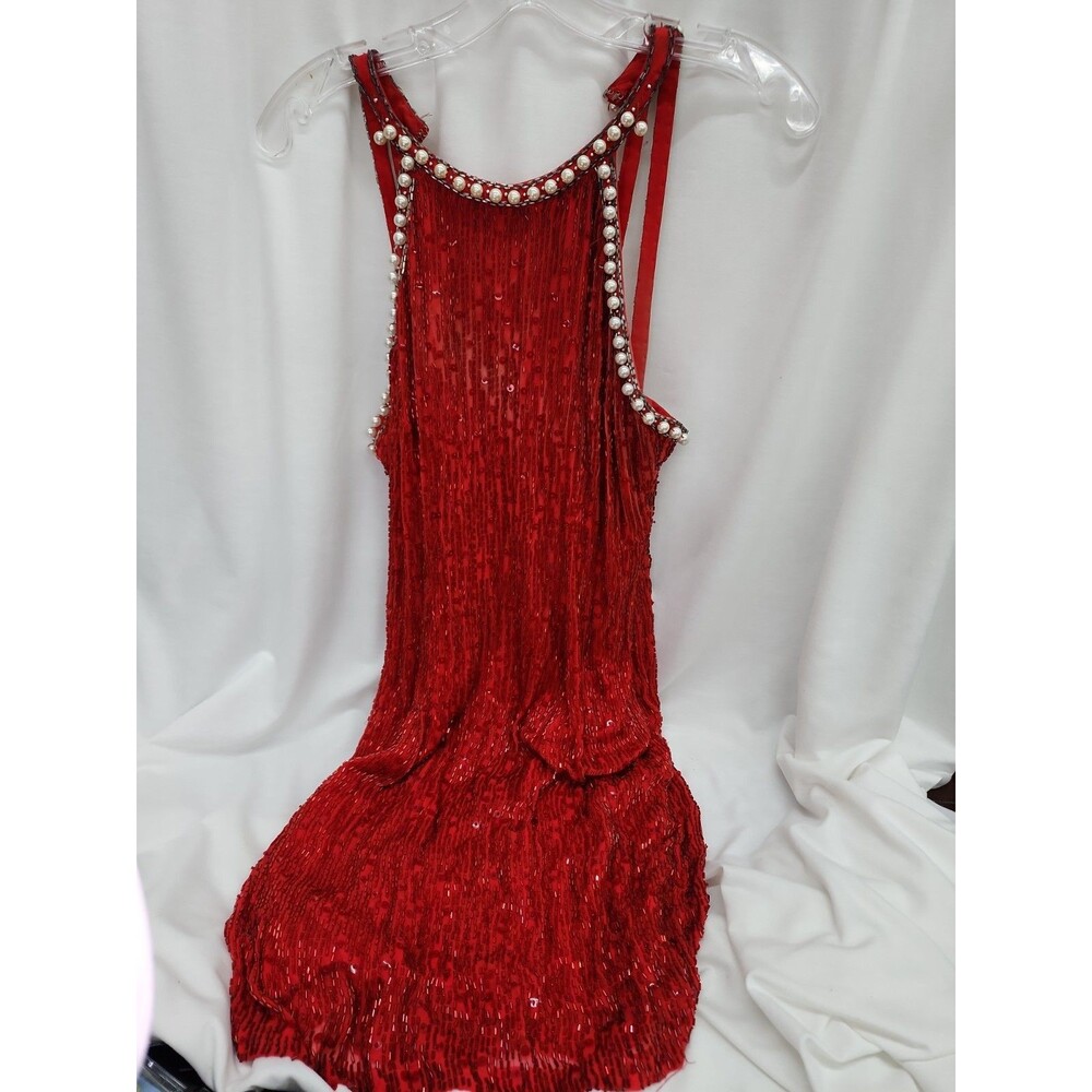 Vintage 90's Oleg Cassini Black Tie Beaded Cocktail Dress Sz 8 Some Bead Loss